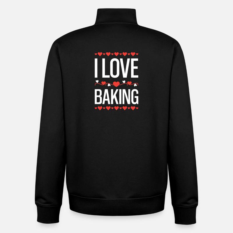 I Love Baking Hearts - Unisex Organic Zip Sweatshirt by Stanley/Stella - black