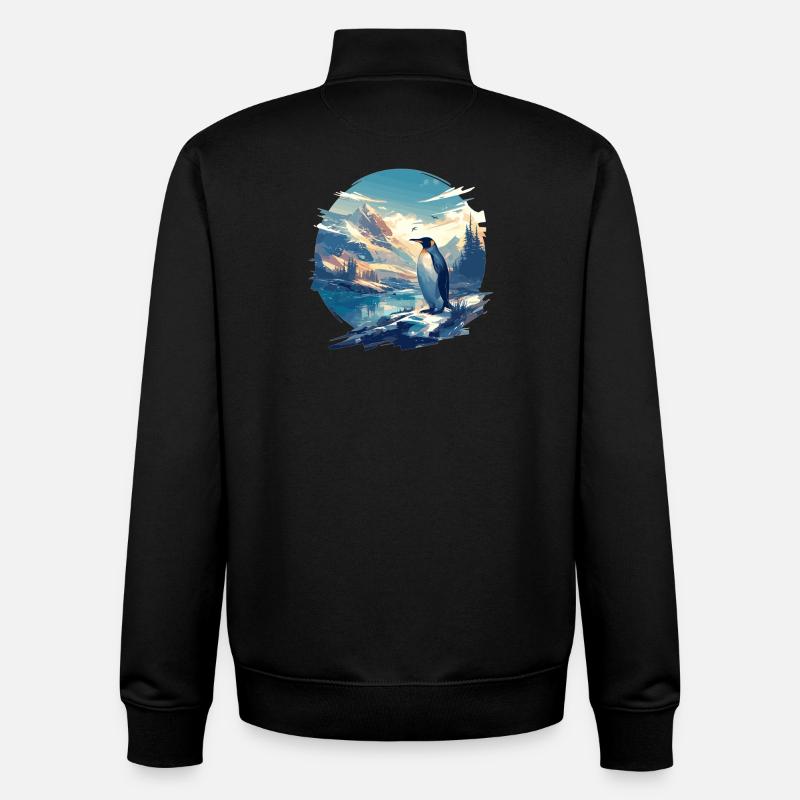 Pingouins Pingouin - Sweat zippé unisexe en coton bio Stanley/Stella - noir