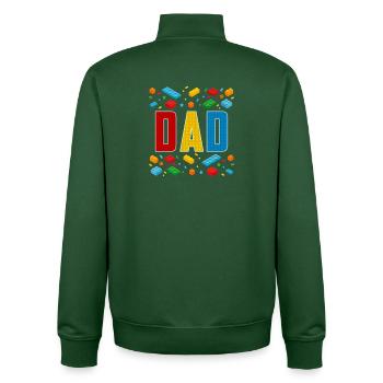 Dad Brick Builder Fatherhood Block Building - Unisex Organic Zip Sweatshirt by Stanley/Stella - bottle green - Back - AI Model Male 185 dark (185cm)