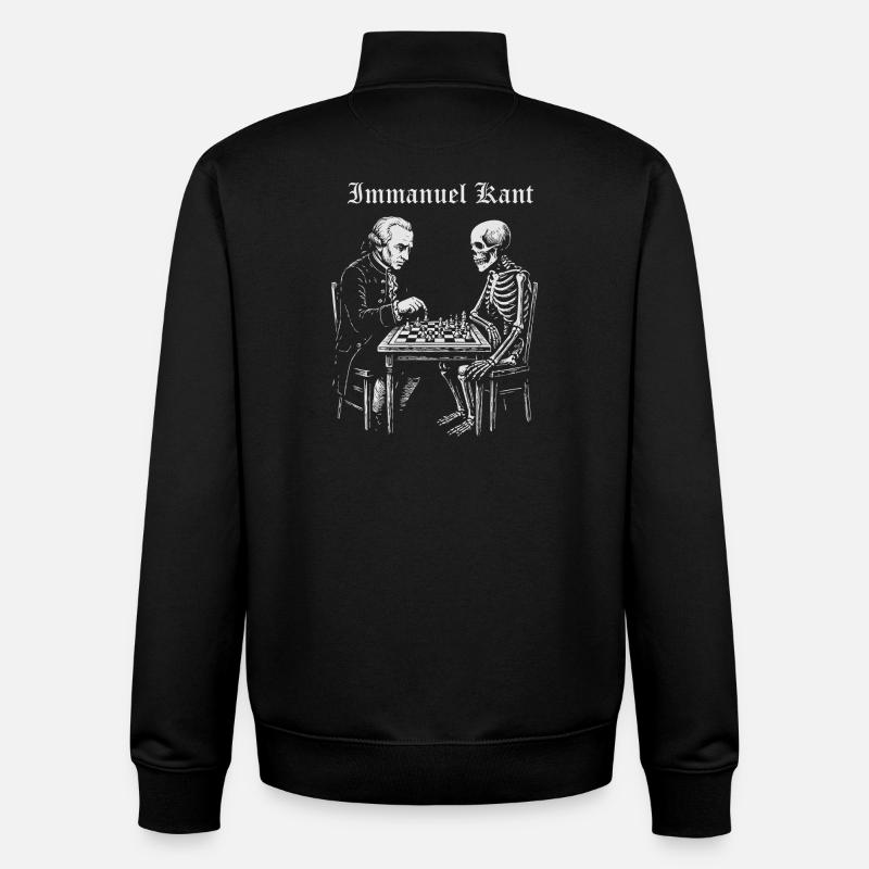 Kant and Skeleton Chess Duel - Unisex Organic Zip Sweatshirt by Stanley/Stella - black