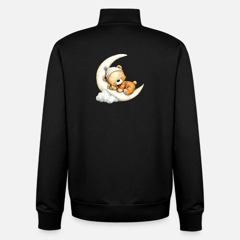 schlafender Teddy - Unisex Organic Zip Sweatshirt von Stanley/Stella - Schwarz