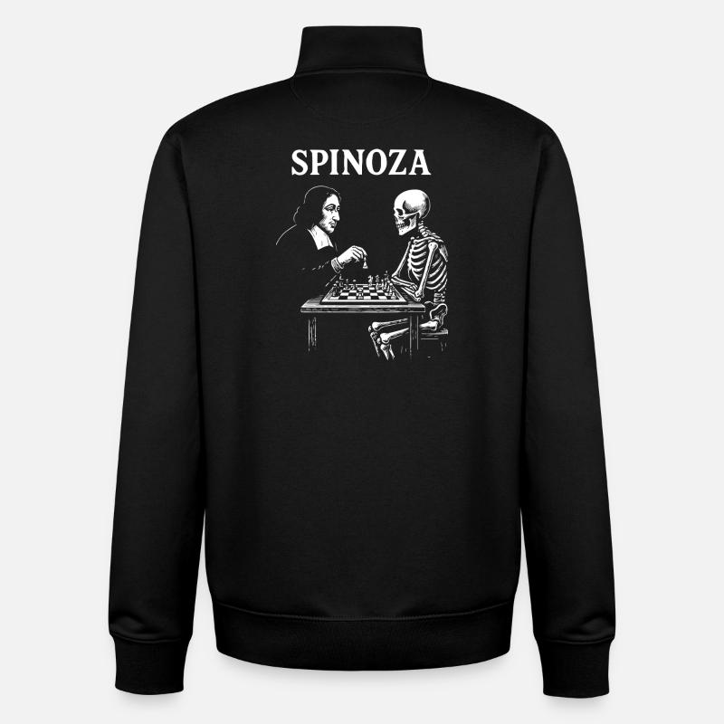 Spinoza Echecs avec squelette - Sweat zippé unisexe en coton bio Stanley/Stella - noir