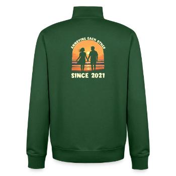 Mutual annoyance since 2021 anniversary - Unisex Organic Zip Sweatshirt by Stanley/Stella - bottle green - Back - AI Model Male 185 dark (185cm)
