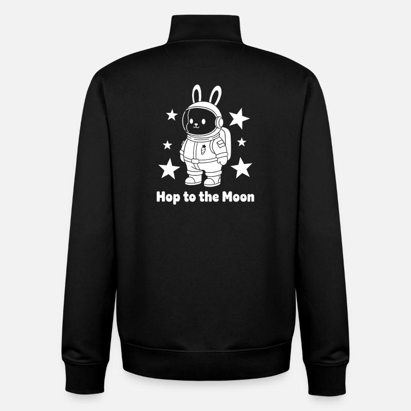 Moonhopper Bunny in Spacesuit - Unisex Organic Zip Sweatshirt by Stanley/Stella - black
