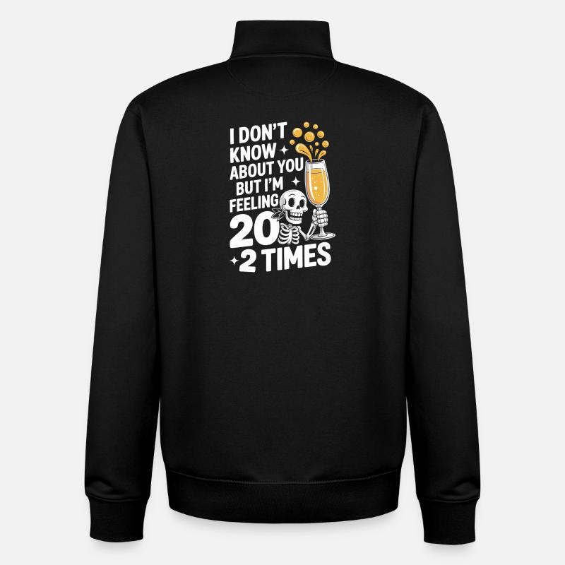 Skeleton Cheers 40e anniversaire - Sweat zippé unisexe en coton bio Stanley/Stella - noir