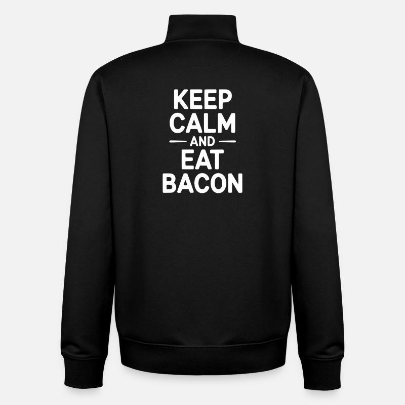 Restez calme et mangez du bacon - Sweat zippé unisexe en coton bio Stanley/Stella - noir