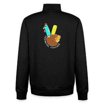 Thanksgiving Teacher Teacher - Unisex Organic Zip Sweatshirt by Stanley/Stella - black - Back - AI Model Male 185 light (185cm)