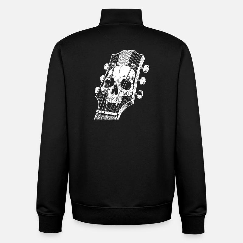Tête de guitare Skull Head - Sweat zippé unisexe en coton bio Stanley/Stella - noir