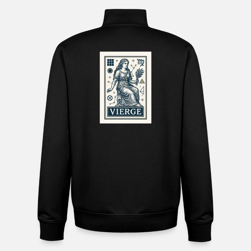 Signe astrologique de la Vierge - Astrologie - Sweat zippé unisexe en coton bio Stanley/Stella - noir