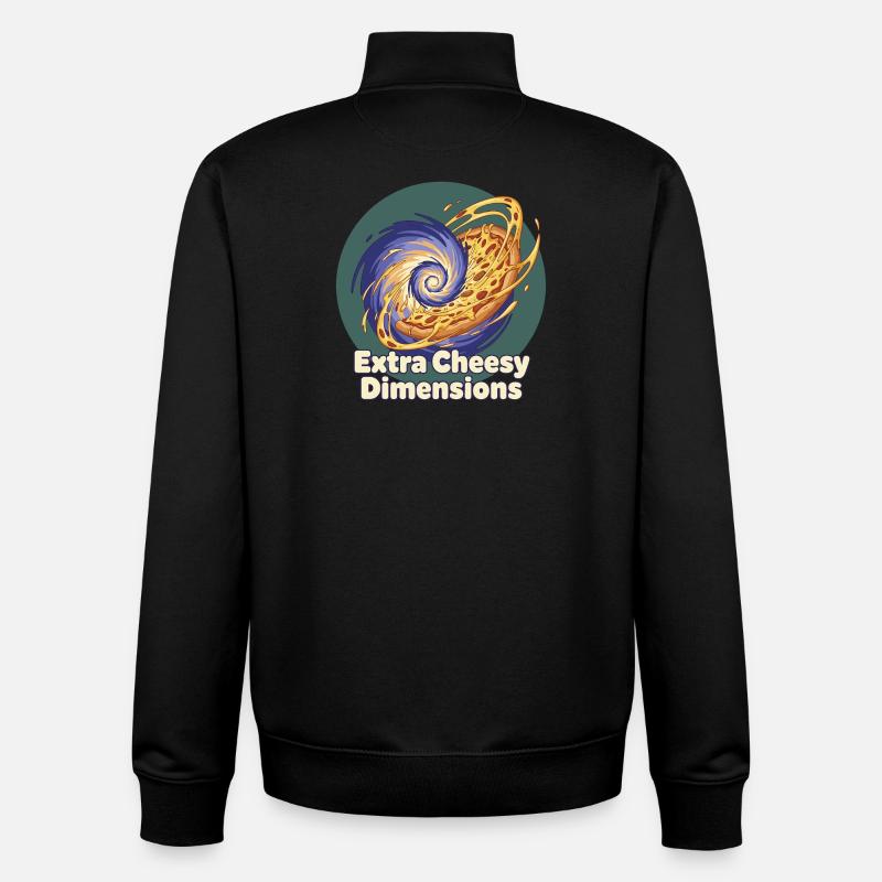 Extra Cheesy Dimensions Pizza - Unisex Organic Zip Sweatshirt by Stanley/Stella - black