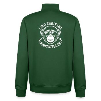 Chimpanzé disant singe drôle chimpanzé cadeau - Sweat zippé unisexe en coton bio Stanley/Stella - vert bouteille - Dos - AI Model Male 185 dark (185cm)