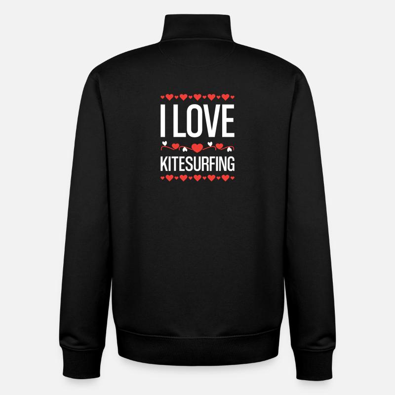 J’adore le kitesurf - Sweat zippé unisexe en coton bio Stanley/Stella - noir