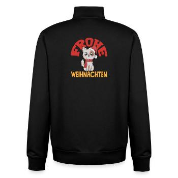 Merry Christmas Cat with Santa Hat - Unisex Organic Zip Sweatshirt by Stanley/Stella - black - Back - AI Model Male 185 light (185cm)
