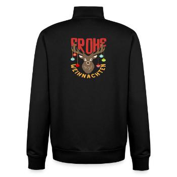 Merry Christmas Reindeer with Santa Hat - Unisex Organic Zip Sweatshirt by Stanley/Stella - black - Back - AI Model Male 185 light (185cm)