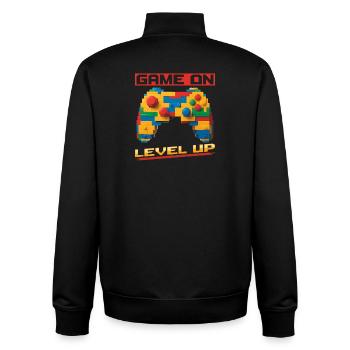 Building Blocks Gamer Gaming Brick Builder - Unisex Organic Zip Sweatshirt by Stanley/Stella - black - Back - AI Model Male 185 light (185cm)
