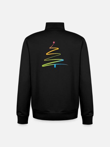 Rainbow Spiral Christmas Tree - Unisex Organic Zip Sweatshirt by Stanley/Stella - black