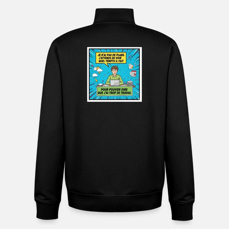 Procrastination and overwork BD - Unisex Organic Zip Sweatshirt by Stanley/Stella - black