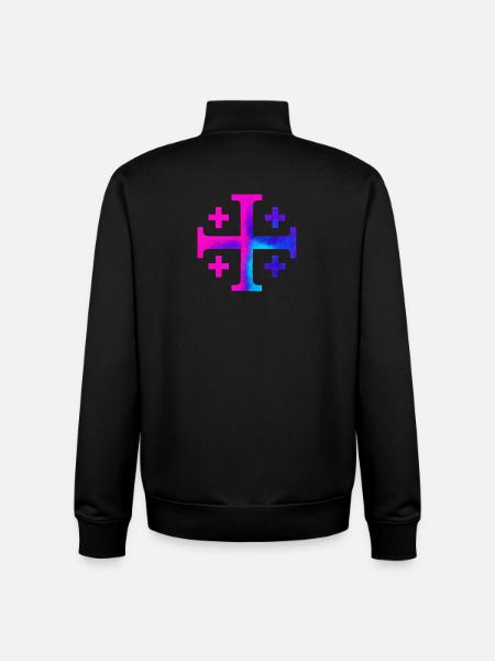 Kairos Cross (Jerusalem Cross) – Galaxy - Unisex Organic Zip Sweatshirt by Stanley/Stella - black