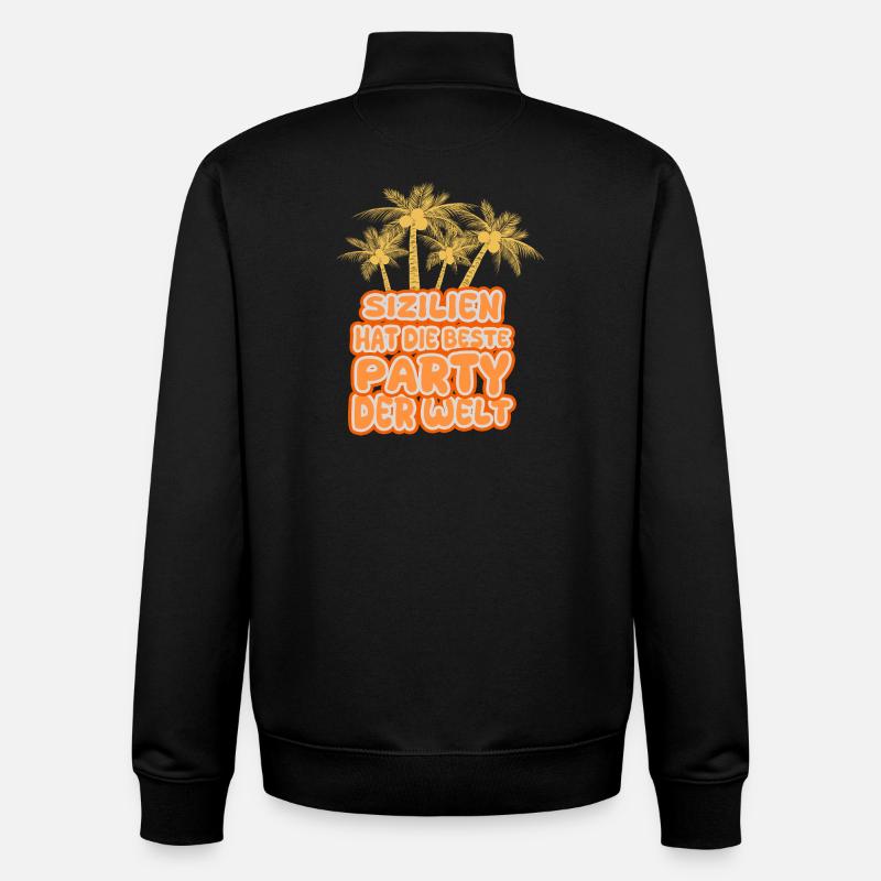 La Sicile comme vacances - Sweat zippé unisexe en coton bio Stanley/Stella - noir