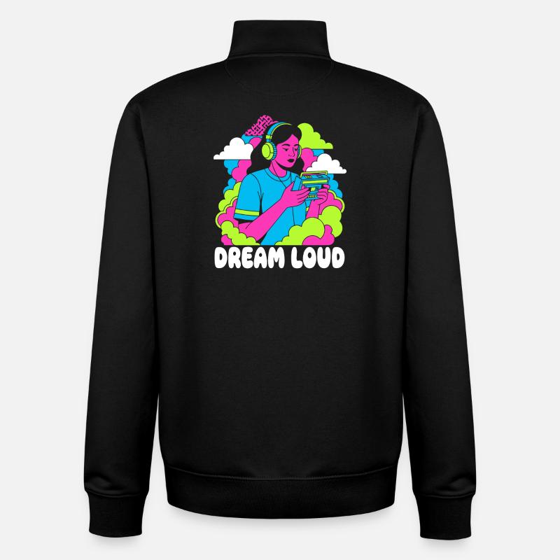 Dream Loud Neon Pop - Sweat zippé unisexe en coton bio Stanley/Stella - noir