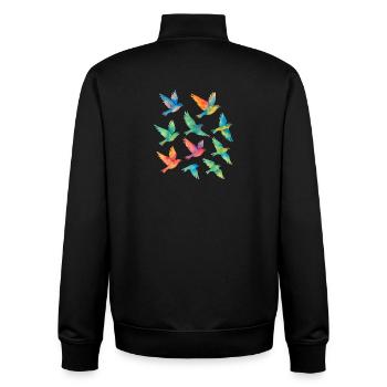 Bunter Vogelschwarm in Aquarell - Unisex Organic Zip Sweatshirt von Stanley/Stella - Schwarz - Hinten - AI Model Male 185 light (185cm)