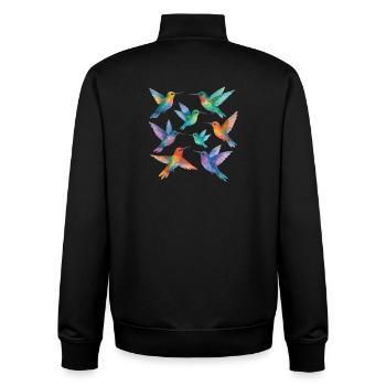 Colibris colorés à l’aquarelle – Légèreté et couleur - Sweat zippé unisexe en coton bio Stanley/Stella - noir - Dos - AI Model Male 185 light (185cm)