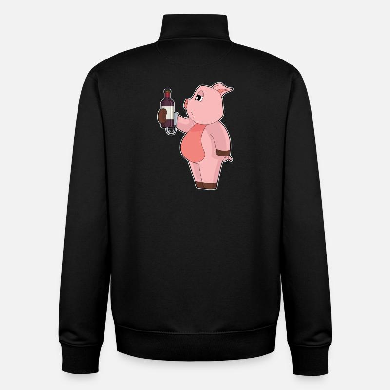 Pork Bottle Red Wine - Unisex Organic Zip Sweatshirt by Stanley/Stella - black