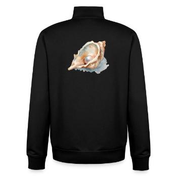 Watercolor Seashell with Pearl - Unisex Organic Zip Sweatshirt by Stanley/Stella - black - Back - AI Model Male 185 light (185cm)