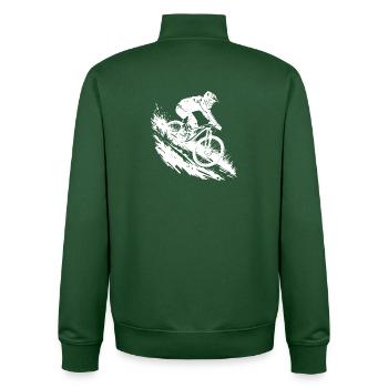 Energisches Mountainbike Art Cycling - Unisex Organic Zip Sweatshirt von Stanley/Stella - Flaschengrün - Hinten - AI Model Male 185 dark (185cm)