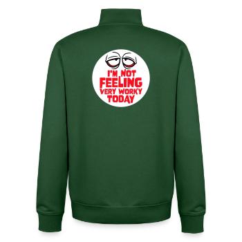 Je ne me sens pas très worky aujourd’hui Faul Arbeit humour - Sweat zippé unisexe en coton bio Stanley/Stella - vert bouteille - Dos - AI Model Male 185 dark (185cm)