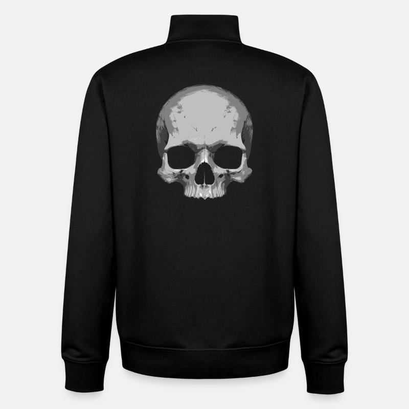 Illustration de crâne - Sweat zippé unisexe en coton bio Stanley/Stella - noir