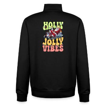 Santa Sleigh Holy Jolly Vibes - Unisex Organic Zip Sweatshirt von Stanley/Stella - Schwarz - Hinten - AI Model Male 185 light (185cm)
