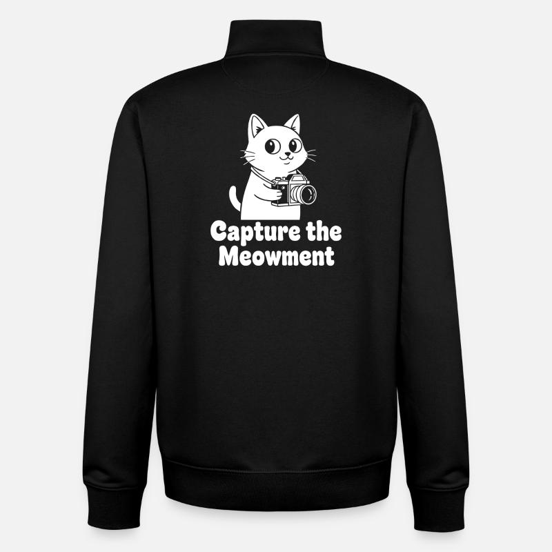 Meowment Camera Cat Motif - Unisex Organic Zip Sweatshirt by Stanley/Stella - black