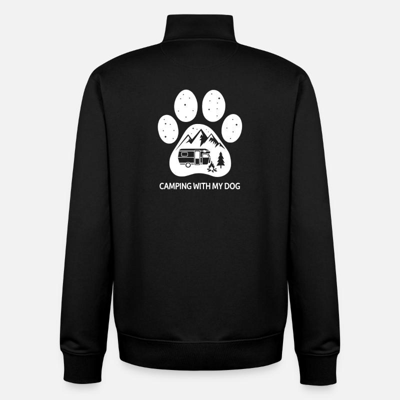 Camping avec mon chien - Sweat zippé unisexe en coton bio Stanley/Stella - noir