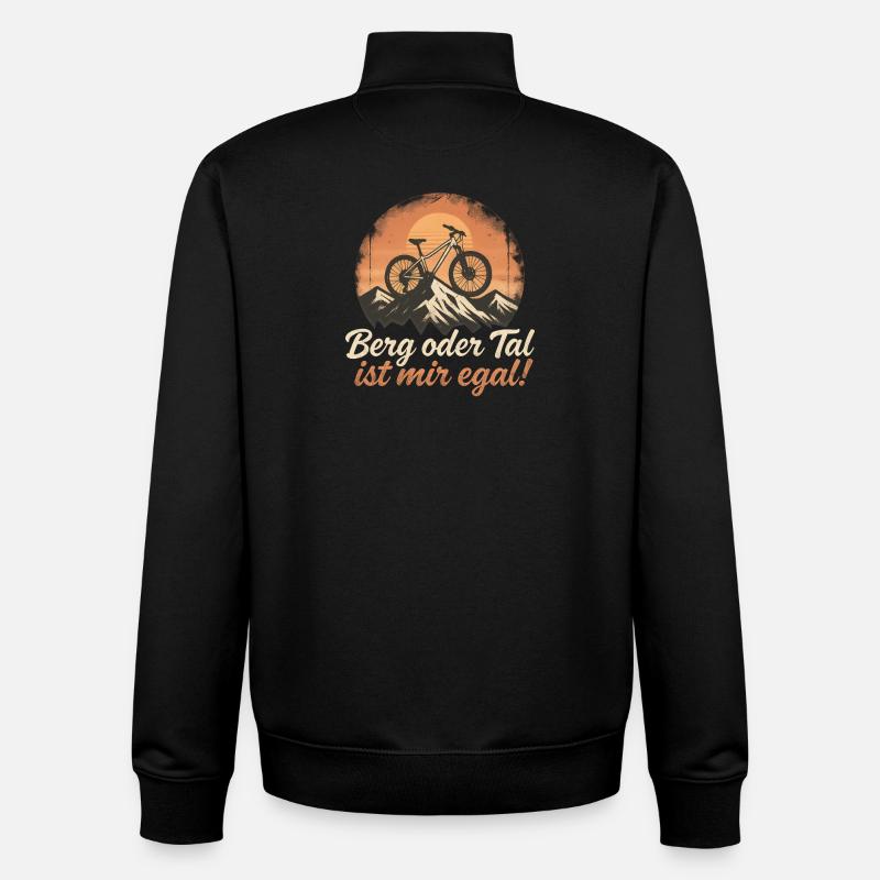Berg oder Tal Mountainbike Radfahrer  - Unisex Organic Zip Sweatshirt von Stanley/Stella - Schwarz