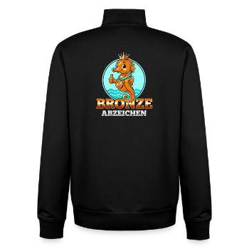 Seepferdchen Bronze Abzeichen Schwimmkurs  - Unisex Organic Zip Sweatshirt von Stanley/Stella - Schwarz - Hinten - AI Model Male 185 light (185cm)