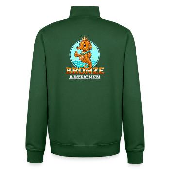 Seepferdchen Bronze Abzeichen Schwimmkurs  - Unisex Organic Zip Sweatshirt von Stanley/Stella - Flaschengrün - Hinten - AI Model Male 185 dark (185cm)