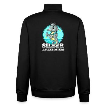 Silber Abzeichen Schwimmen Bestanden Leistung - Unisex Organic Zip Sweatshirt von Stanley/Stella - Schwarz - Hinten - AI Model Male 185 light (185cm)