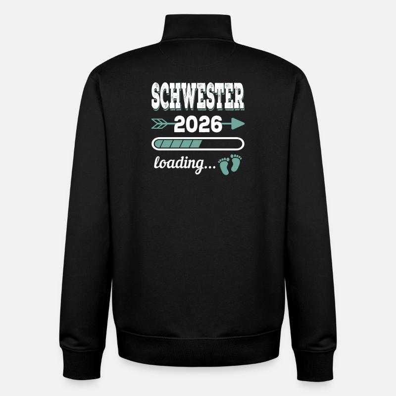 Schwester 2026 Loading Werdende Geschwister - Unisex Organic Zip Sweatshirt von Stanley/Stella - Schwarz
