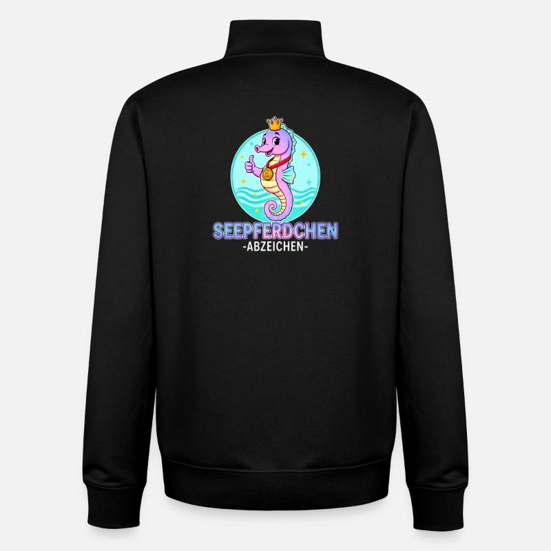 Écusson hippocampe avec dégradé - Sweat zippé unisexe en coton bio Stanley/Stella - noir