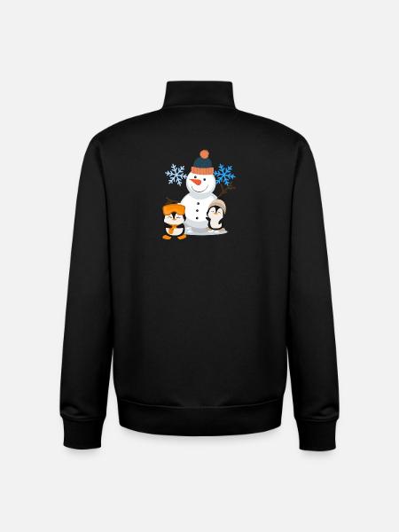 Winter Joy Snowman Penguins - Unisex Organic Zip Sweatshirt by Stanley/Stella - black