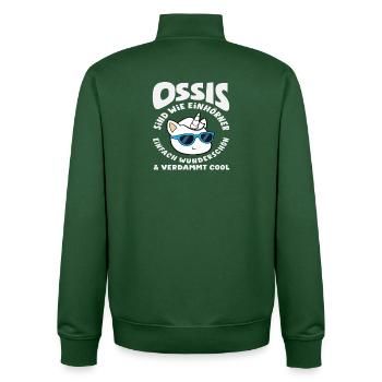 Ossi Einhörner Spruch DDR Stolz - Unisex Organic Zip Sweatshirt von Stanley/Stella - Flaschengrün - Hinten - AI Model Male 185 dark (185cm)