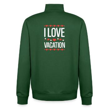 I Love Vacation - Unisex Organic Zip Sweatshirt von Stanley/Stella - Flaschengrün - Hinten - AI Model Male 185 dark (185cm)