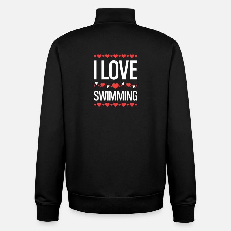 J’adore nager - Sweat zippé unisexe en coton bio Stanley/Stella - noir