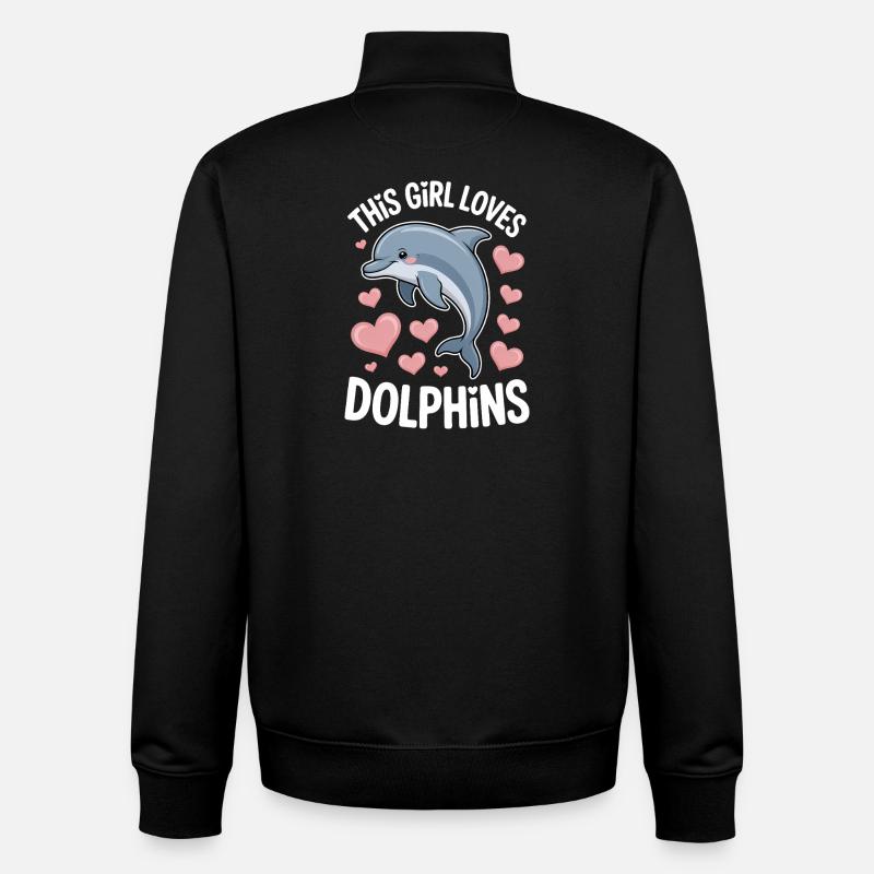 Delfin Spruch Mädchen Lustiges Delfin Geschenk - Unisex Organic Zip Sweatshirt von Stanley/Stella - Schwarz