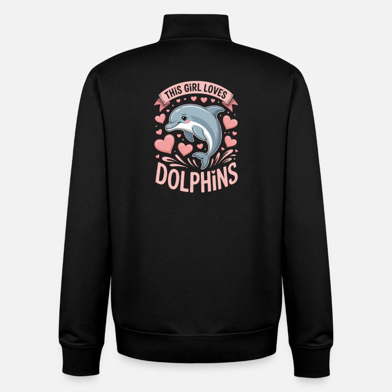 Delfin Spruch Mädchen Lustiges Delfin Geschenk - Unisex Organic Zip Sweatshirt von Stanley/Stella - Schwarz