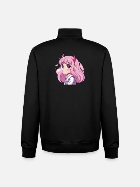 Pink Haired Demon Bubblegum - Unisex Organic Zip Sweatshirt by Stanley/Stella - black
