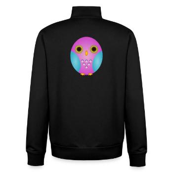 Hibou lavande avec ailes cyan - Sweat zippé unisexe en coton bio Stanley/Stella - noir - Dos - AI Model Male 185 light (185cm)