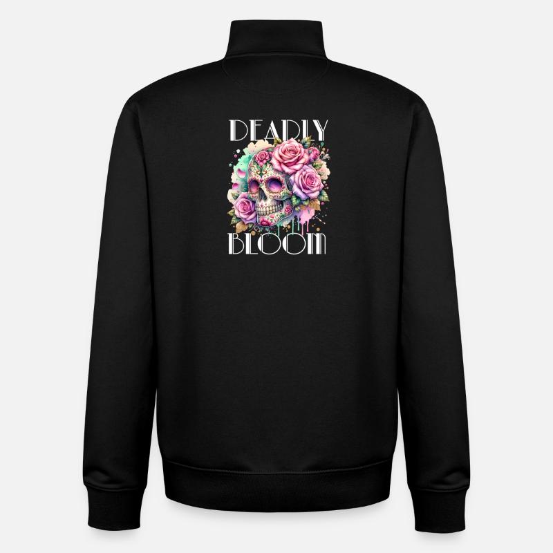 Fleurs Crâne Beauté Floraison - Sweat zippé unisexe en coton bio Stanley/Stella - noir