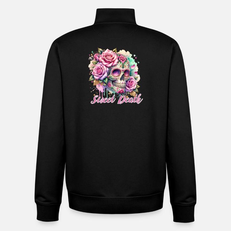 Fleurs Crâne Beauté Floraison - Sweat zippé unisexe en coton bio Stanley/Stella - noir